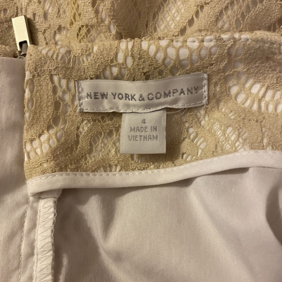 New York & Company Size 4 Beige w/Geometric Lace Print Above Knee A-Line Skirt - Picture 3 of 4